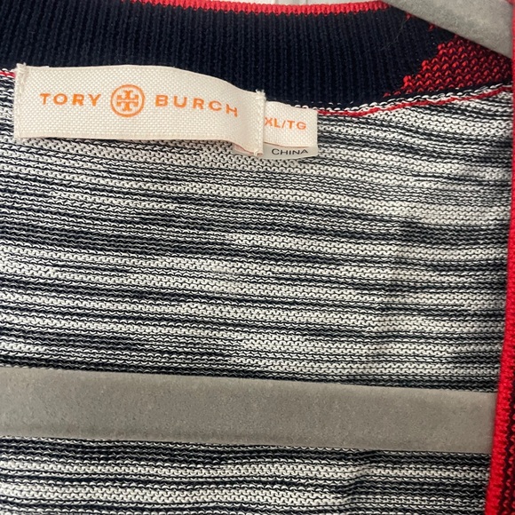 Tory Burch Space striped plaid trim cardigan sweater xl - Picture 4 of 8